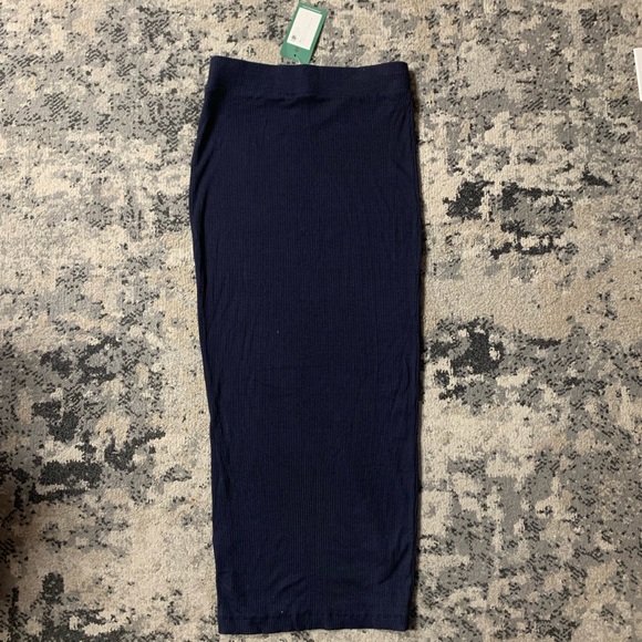 mahina Dresses & Skirts - Mahina Navy Ribbed Midi Skirt S